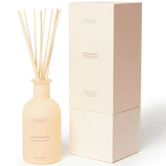 Benevolence LA Reed Diffusers for Home - Champagne & Peony Malibu Sands Collection